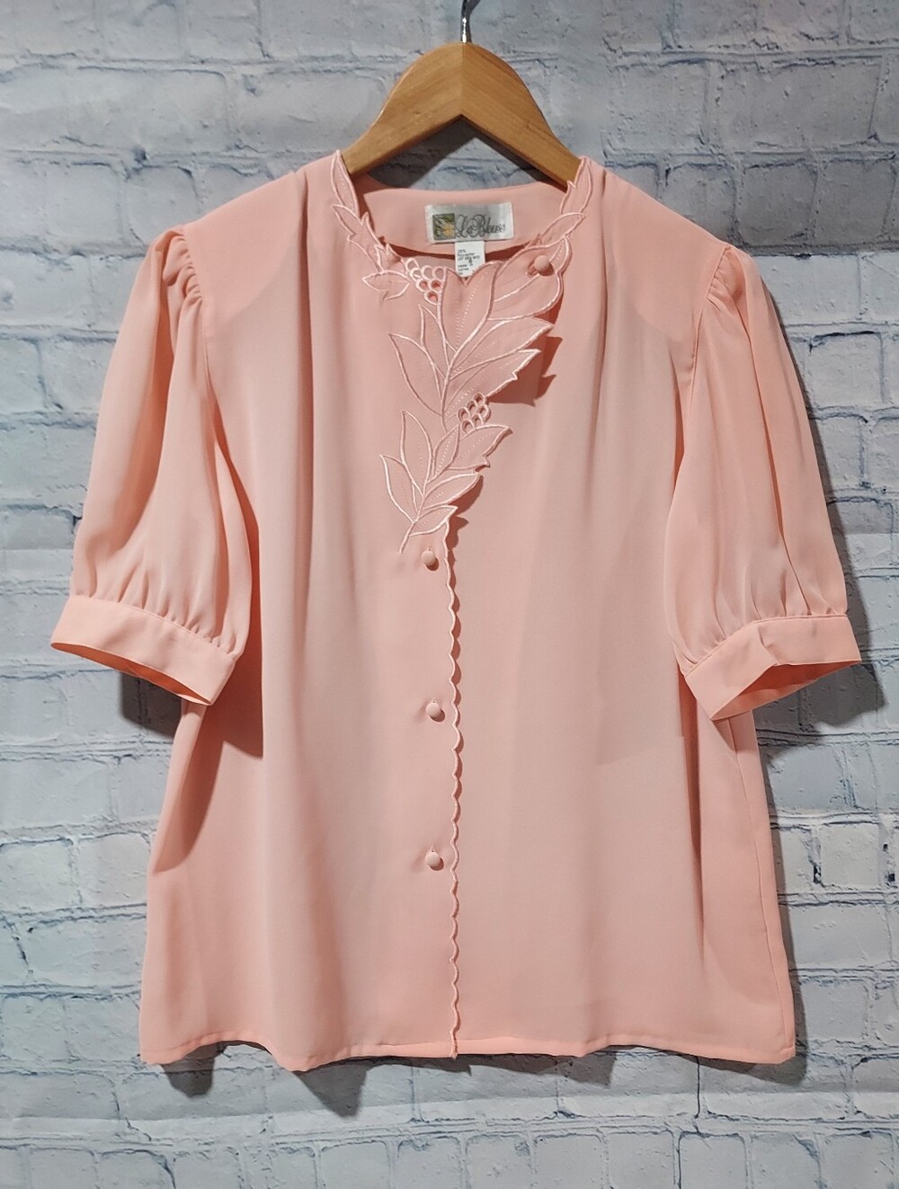 Twee Vintage La Blouse Size 8 Antique 1980's Lace Pale Pink Short Sleeve Top